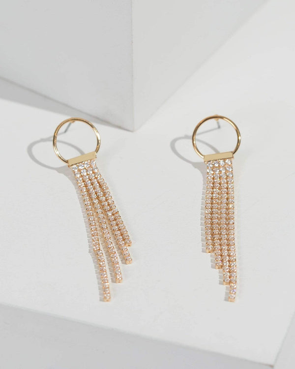 Gold Tassel Drop Loop Earrings | Earrings