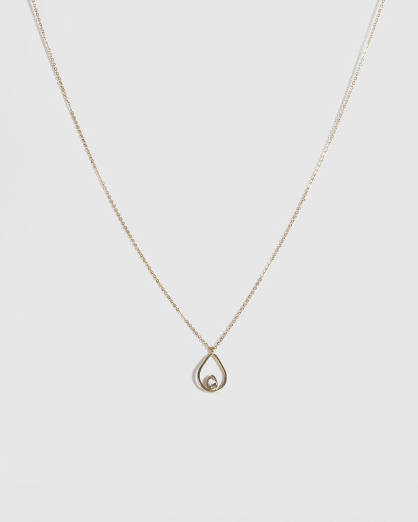 Gold Teardrop Crystal Necklace | Necklaces