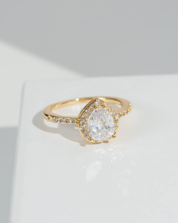 Colette by Colette Hayman Gold Teardrop Diamante Band Ring