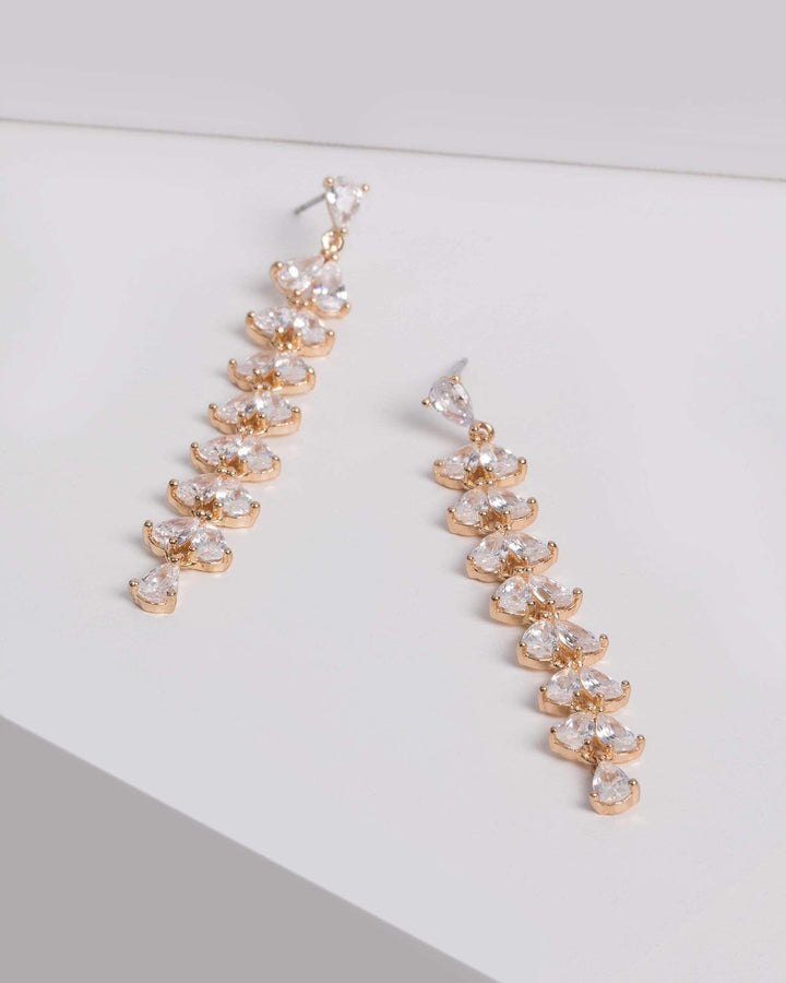 Gold Teardrop Diamante Drop Earrings | Earrings