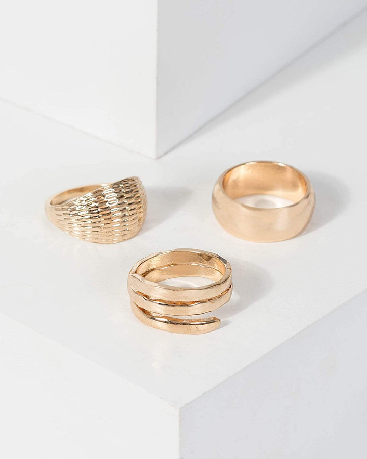 Gold Texture Dome Ring Pack | Rings