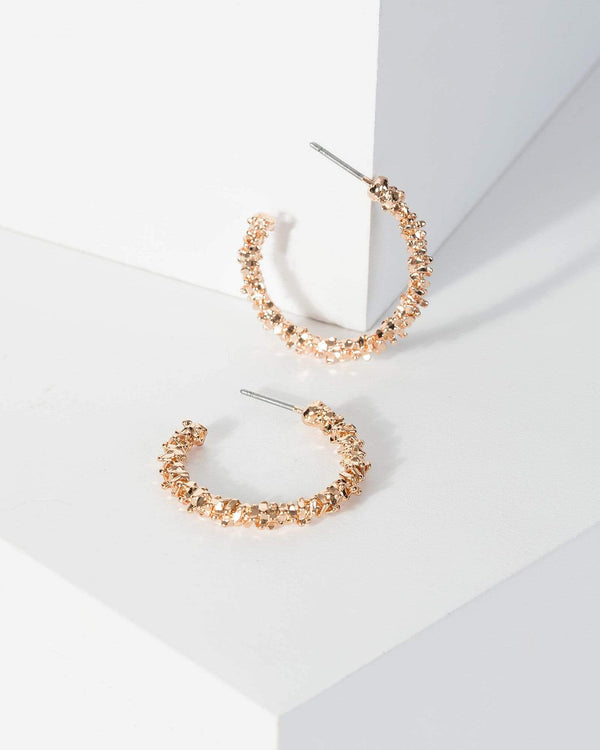 Gold Textured Hoop Earrings | Earrings