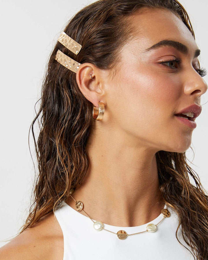 Gold Textured Line Detail Hoop Earrings | Earrings