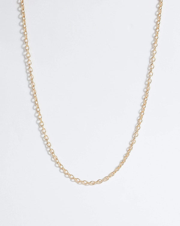 Gold Textured Medium Chain Necklace | Necklaces