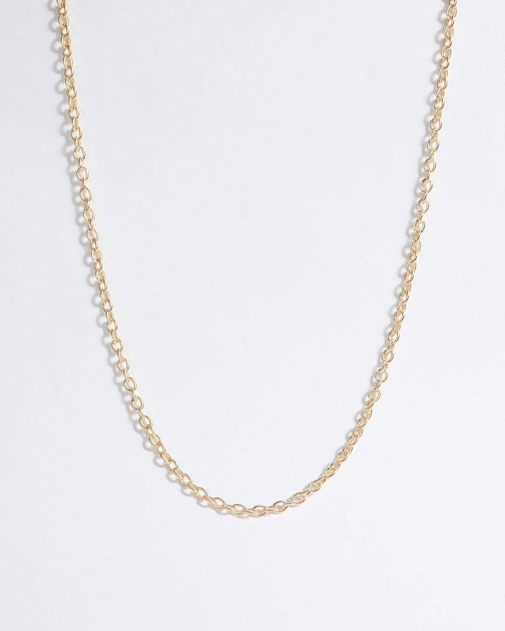 Gold Textured Medium Chain Necklace | Necklaces