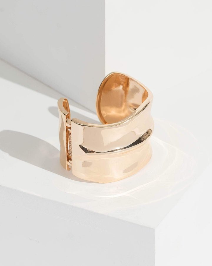 Gold Textured Metal Bracelet | Wristwear