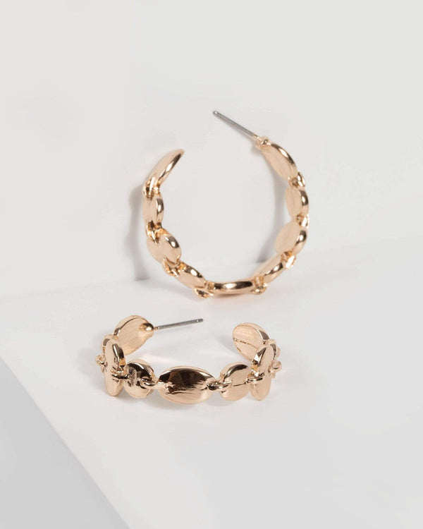 Gold Textured Metal Hoop Earrings | Earrings