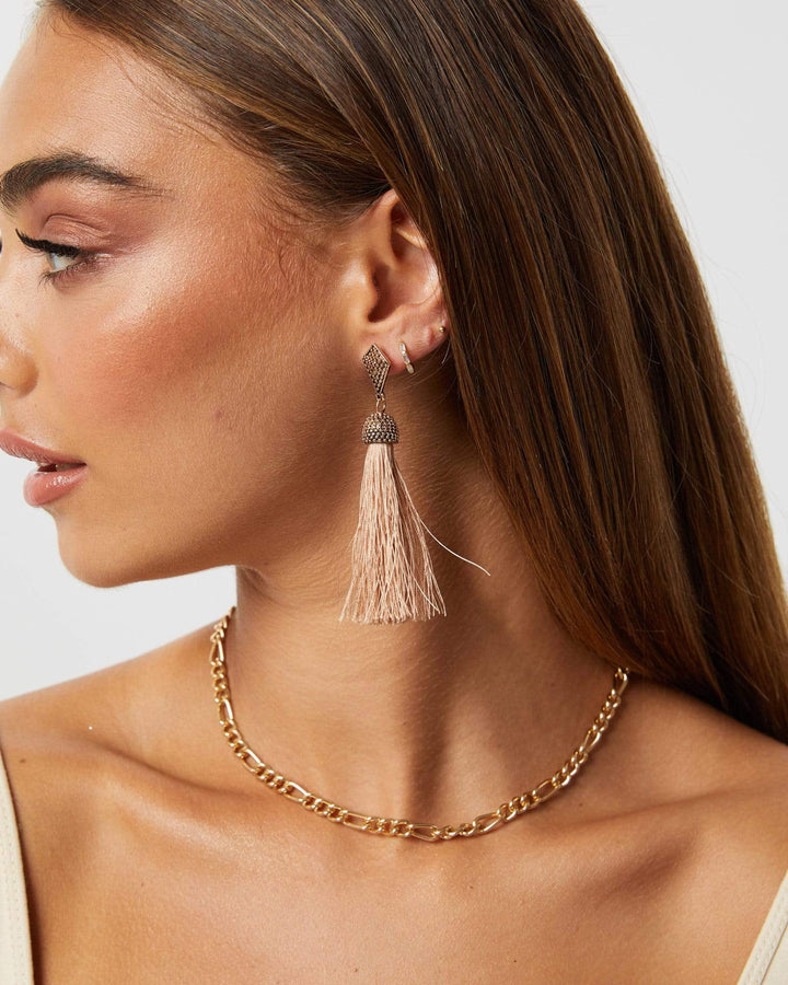 Gold Textured Metal Tassel Earrings | Earrings