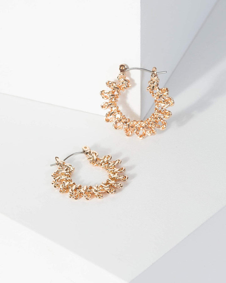 Gold Textured Mid Hoop Earrings | Earrings