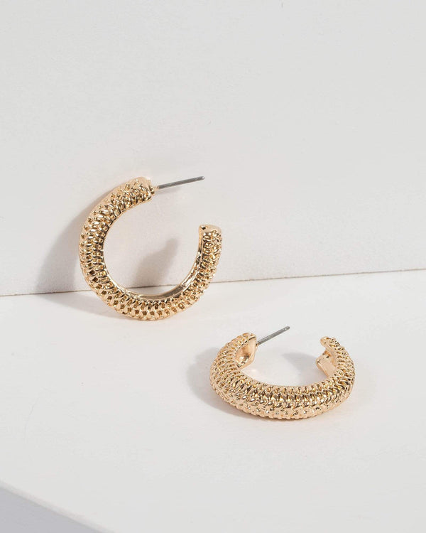 Gold Textured Mini Hoop Earrings | Earrings