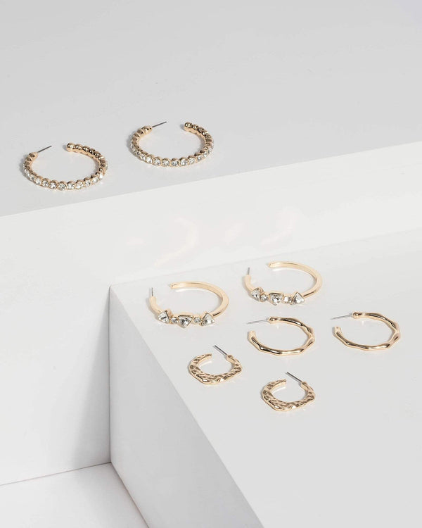 Gold Textured Multi Earrings | Earrings