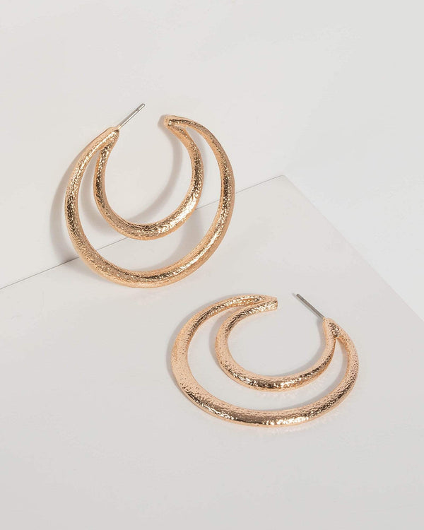 Gold Thick Double Hoop Earrings | Earrings
