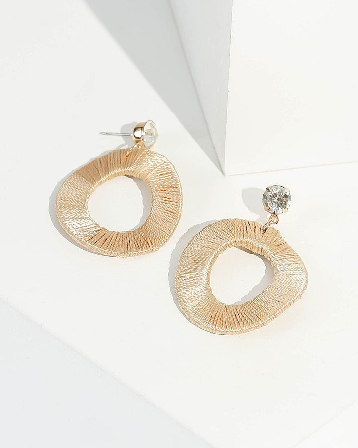 Gold Thread Wrapped Drop Earrings | Earrings
