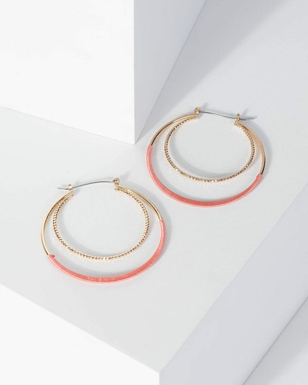 Gold Thread Wrapped Hoop Earrings | Earrings