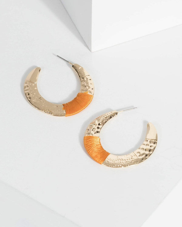 Gold Thread Wrapped Horn Earrings | Earrings