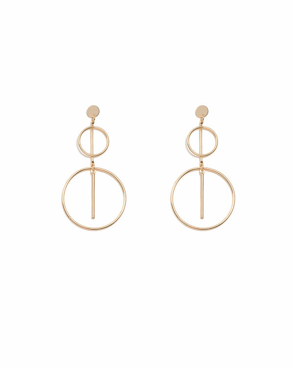 Colette by Colette Hayman Gold Tone Bar In Circle Statement Drop Earrings