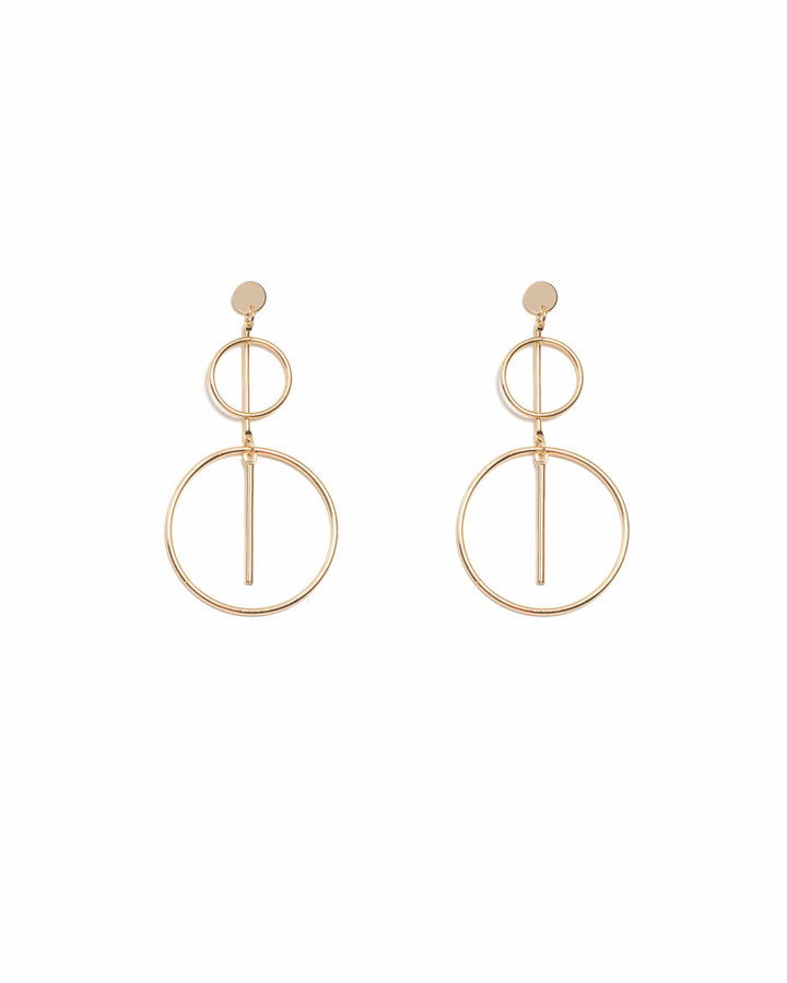 Colette by Colette Hayman Gold Tone Bar In Circle Statement Drop Earrings