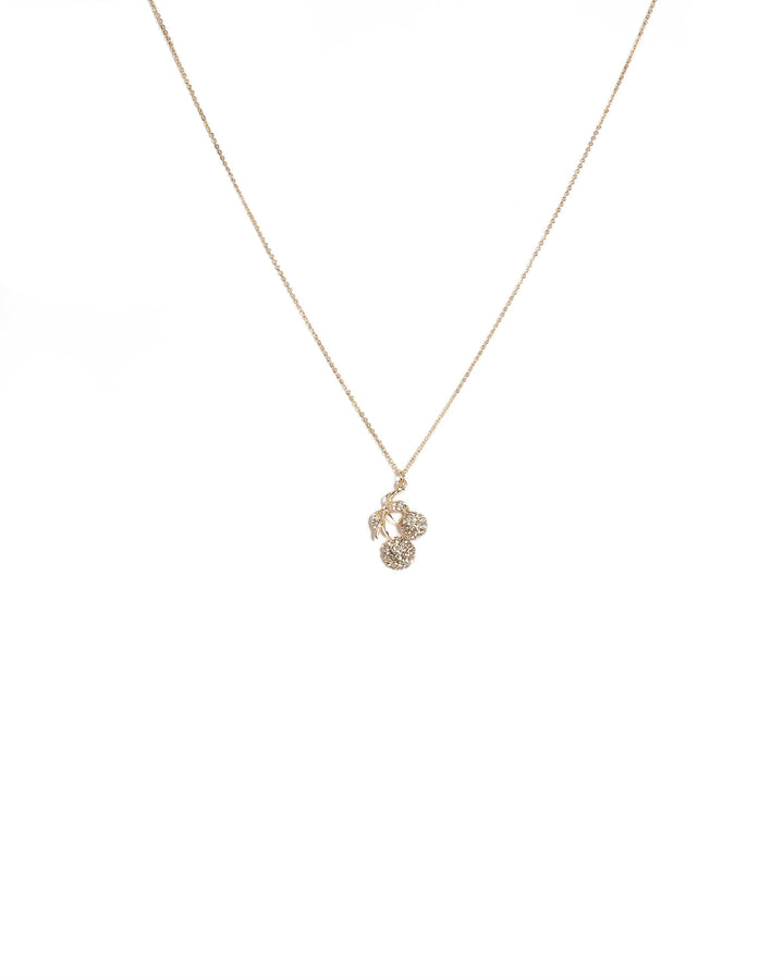 Colette by Colette Hayman Gold Tone Diamante Cherry Pendant Necklace