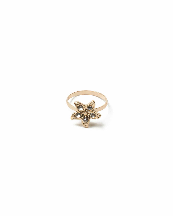 Colette by Colette Hayman Gold Tone Diamante Flower Fine Ring - Small