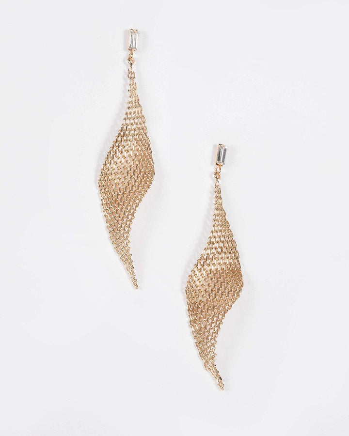 Colette by Colette Hayman Gold Tone Drop Diamond Sheet Stud Earrings