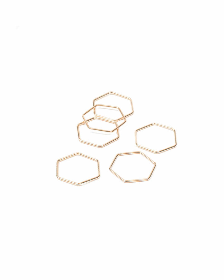 Colette by Colette Hayman Gold Tone Fine Metal Hexagon Ring Pack - Large