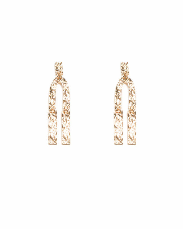 Colette by Colette Hayman Gold Tone Hammered Metal Geometric Earrings