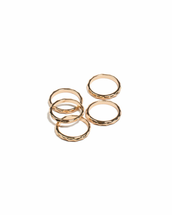 Gold Tone Hammered Ring - Medium | Rings