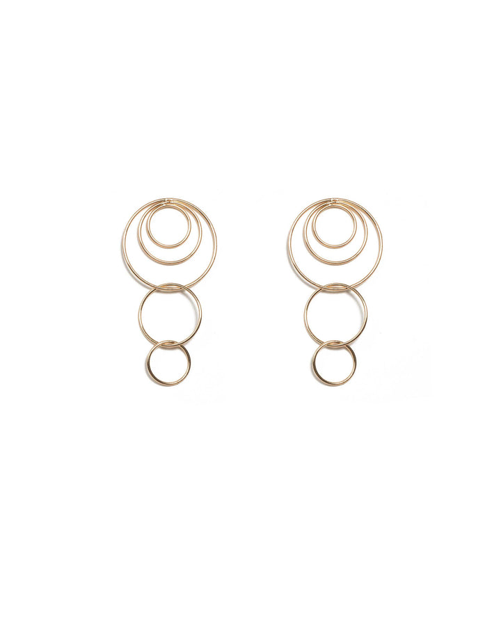 Gold Tone Metal Ring Drop Earrings | Earrings