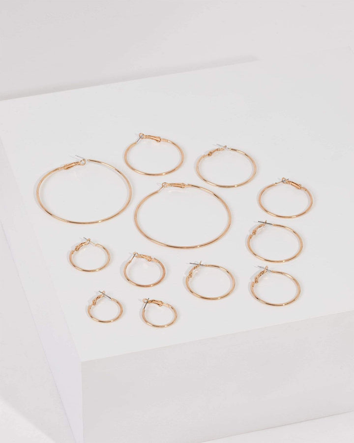 Gold Tone Mixed Size Hoop Set | Earrings