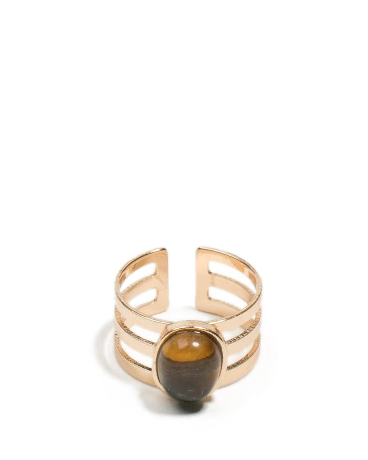 Colette by Colette Hayman Gold Tone Multi Row Stone Ring - Medium