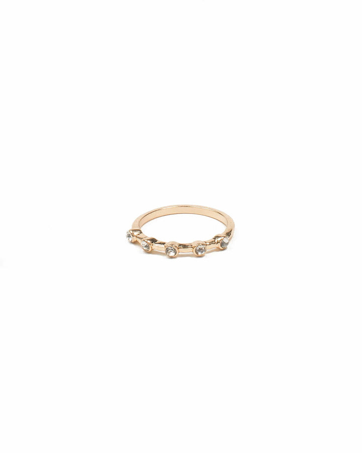 Colette by Colette Hayman Gold Tone Round Diamante Stone Band Ring - Large