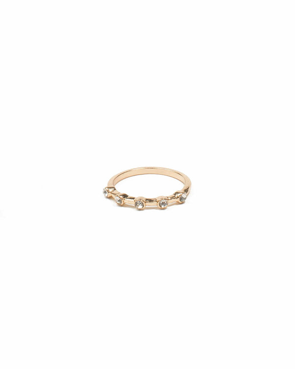 Colette by Colette Hayman Gold Tone Round Diamante Stone Band Ring - Medium