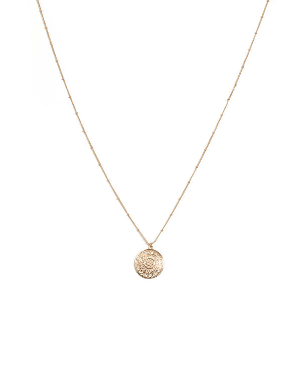 Colette by Colette Hayman Gold Tone Round Filigree Pendant Necklace