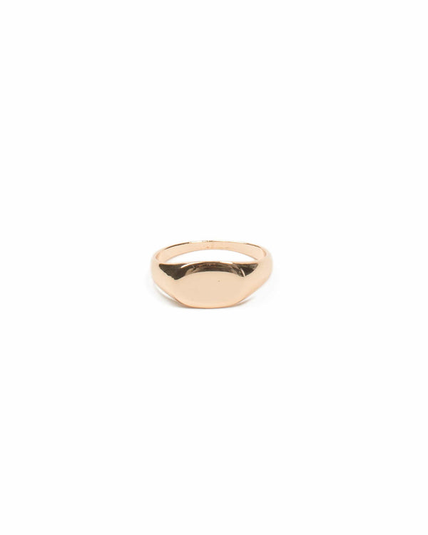Colette by Colette Hayman Gold Tone Signet Metal Ring - Medium