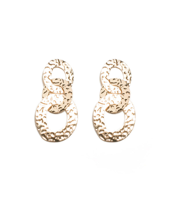 Colette by Colette Hayman Gold Tone Statement Hammered Link Ring Earrings
