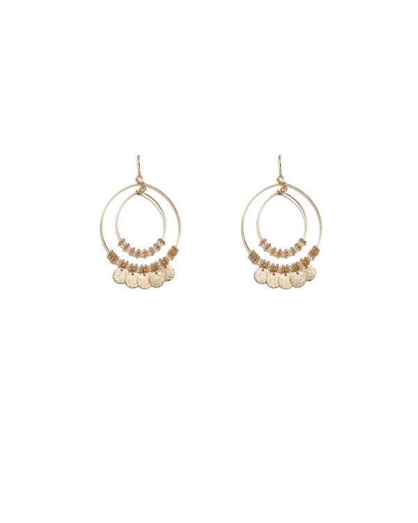 Colette by Colette Hayman Gold Tone Textured Disc Charm Fine Circle Earrings