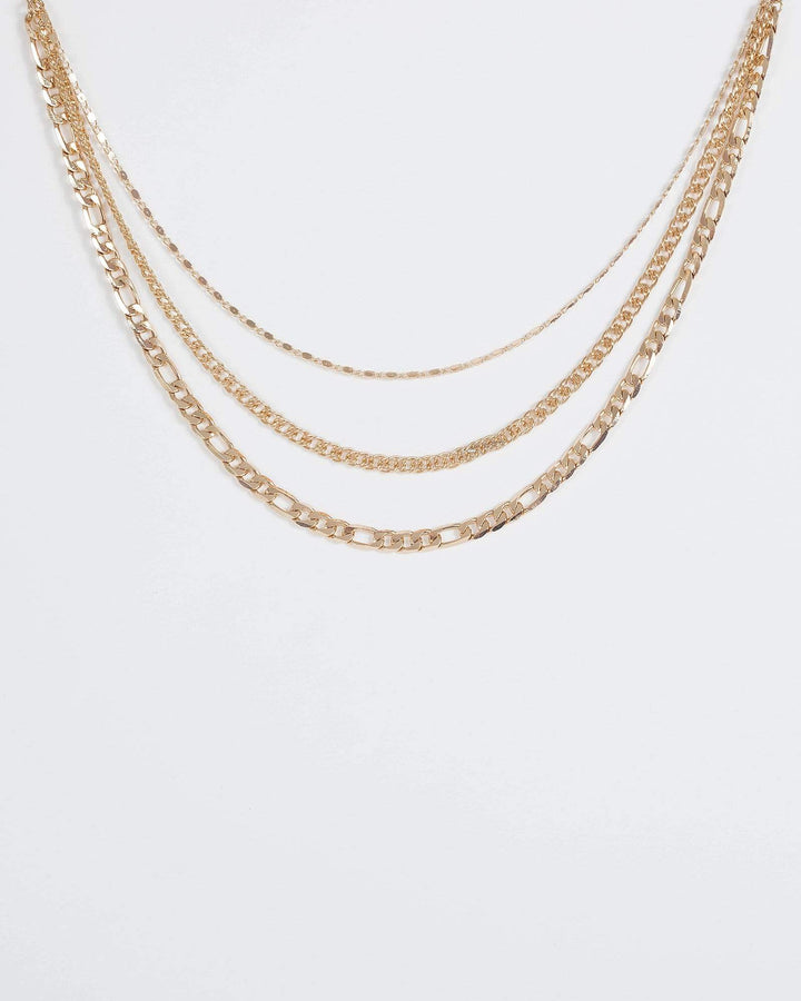 Gold Triple Chain Short Necklace | Necklaces