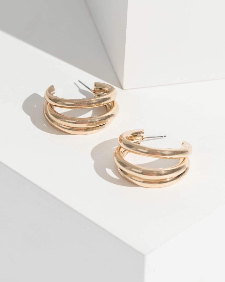 Colette by Colette Hayman Gold Triple Hoop Earrings