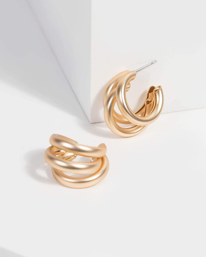 Gold Triple Metal Hoop Earrings | Earrings