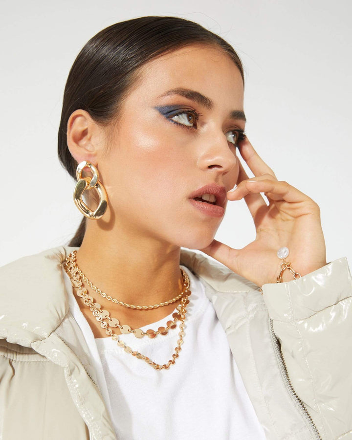 Gold Twist Link Drop Earrings | Earrings