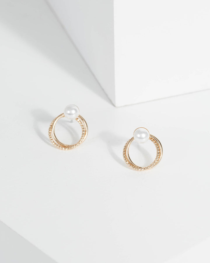 Gold Twist Ring Stud Earrings | Earrings