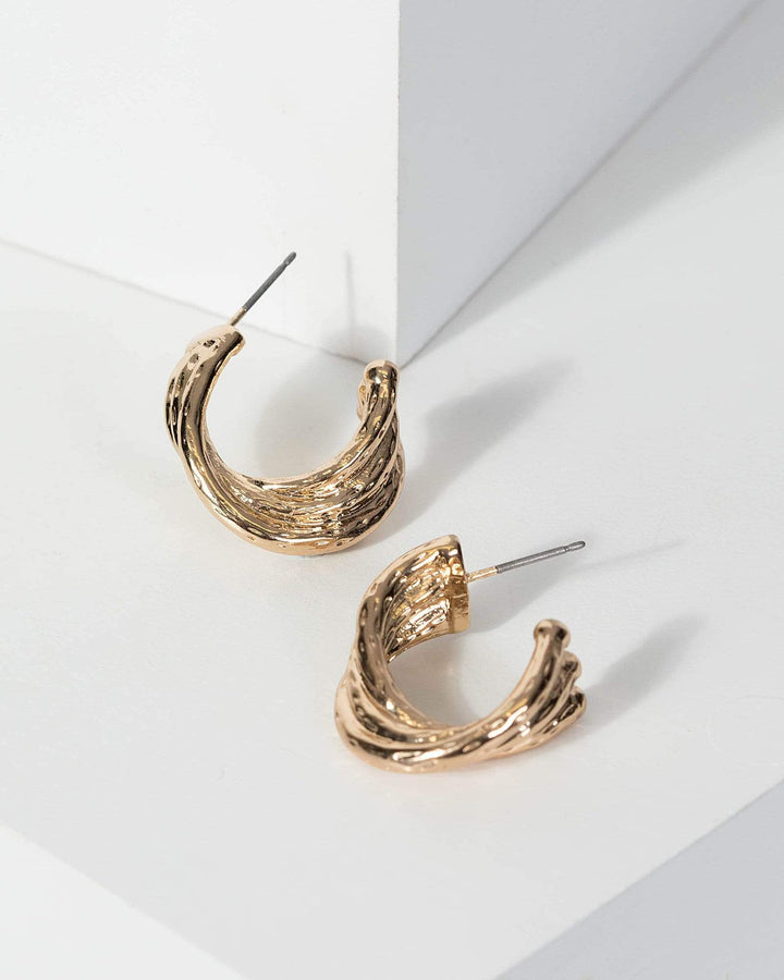 Gold Twist Triple Hoop Earrings | Earrings