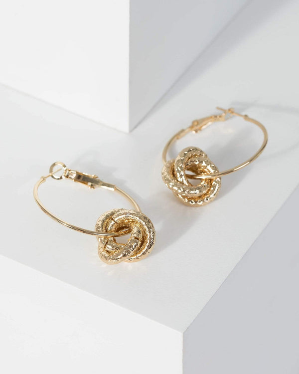 Gold Twisted Chain Detail Drop Earrings | Earrings