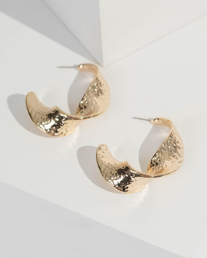 Gold Twisted Hoop Earrings | Earrings