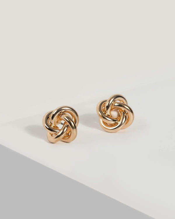 Gold Twisted Knot Stud Earrings | Earrings