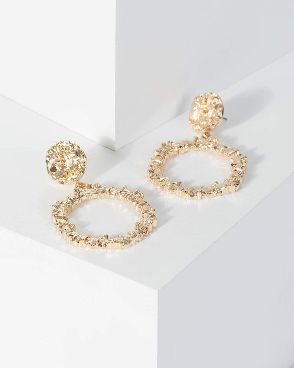 Gold Twisted Organic Drop Earrings | Earrings