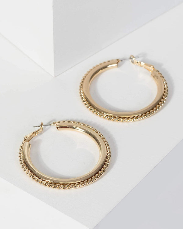 Gold Twisted Top Hoops | Earrings