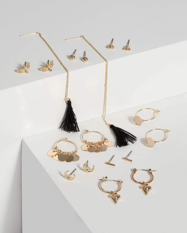 Gold Variety Charm Earring Set | Earrings