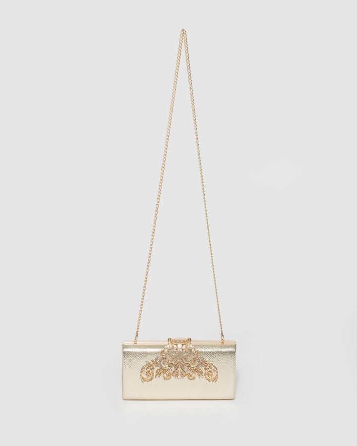 Gold Vicky Clip Clutch Bag | Clutch Bags