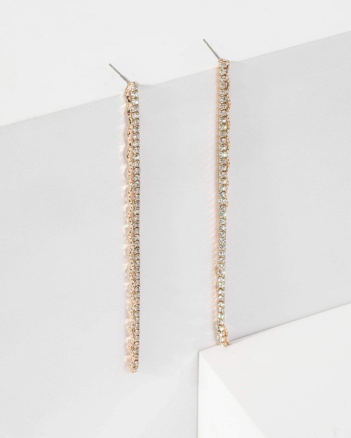 Gold Wavy Chain Drop Earrings | Earrings